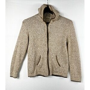 Alpaca Imports DL Women's S Sweater Cardigan Hooded Brown Alpaca Blend Full Zip
